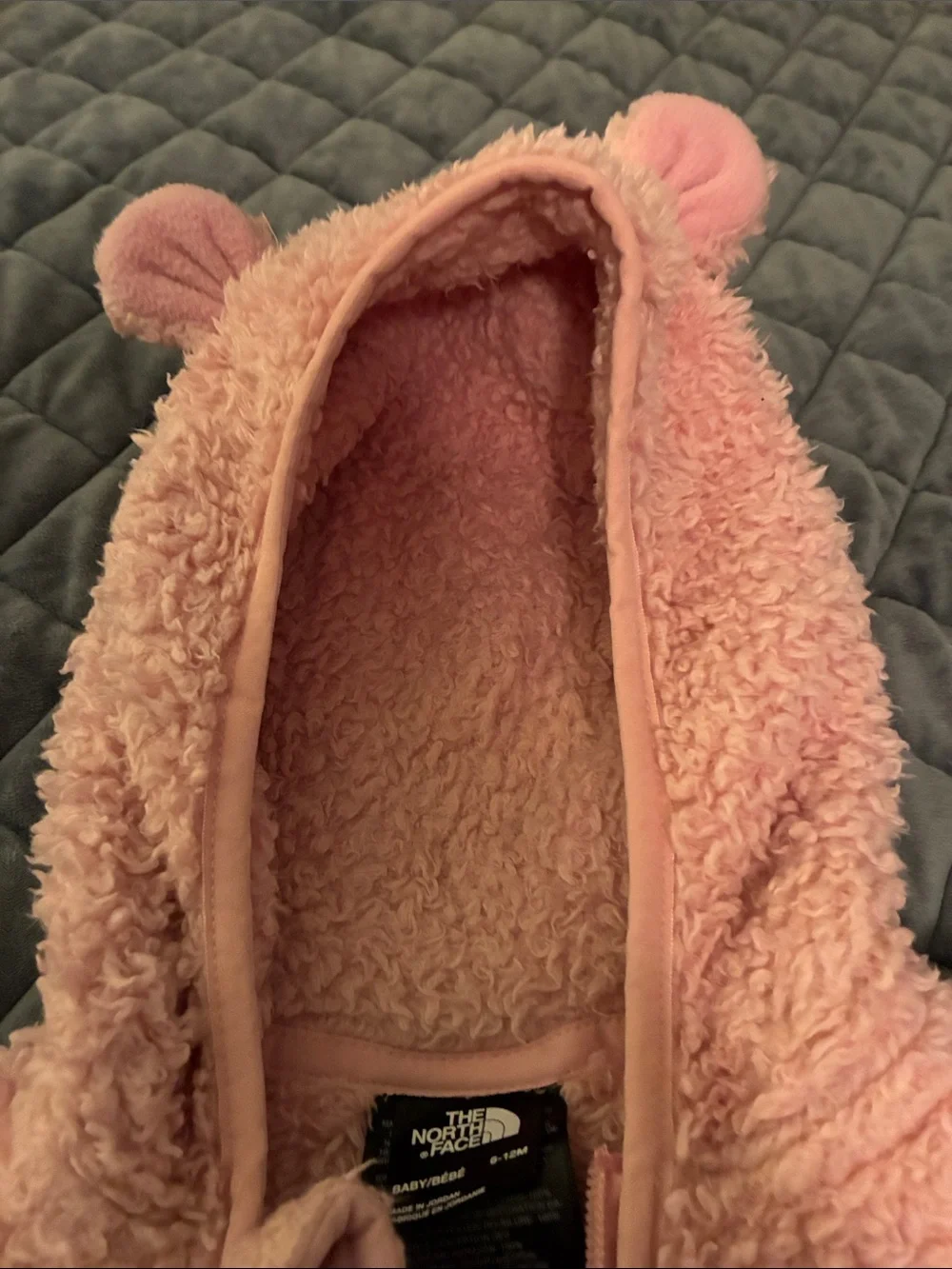 The North Face Plush Pink Hooded Fleece Footed One-Piece